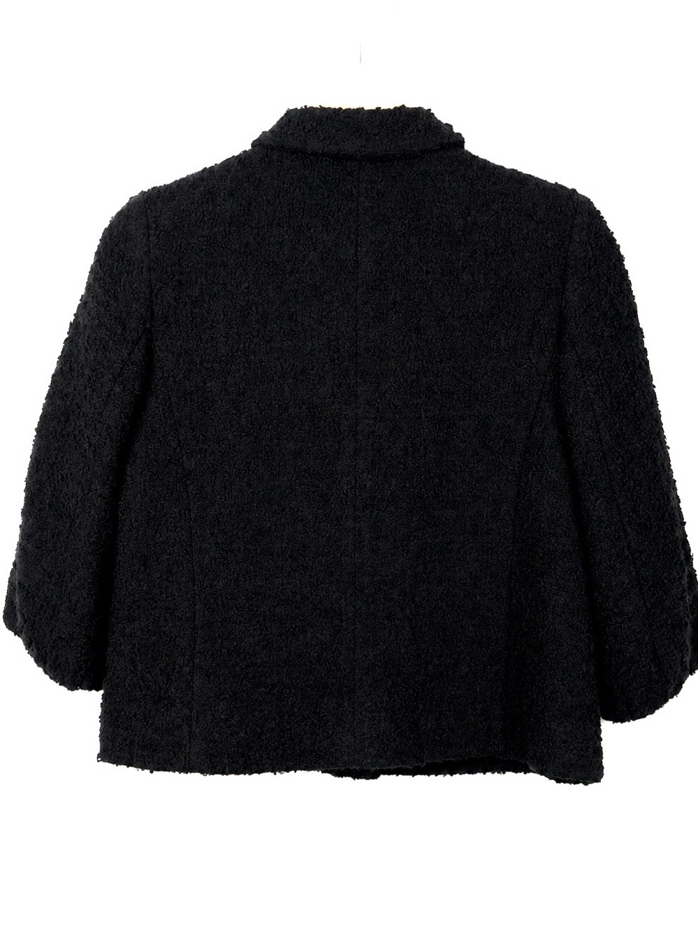 J.Crew Black Bouclé Wool-Blend Cropped Blazer – Peter Pan Collar – Size 8 - Picture 4 of 12